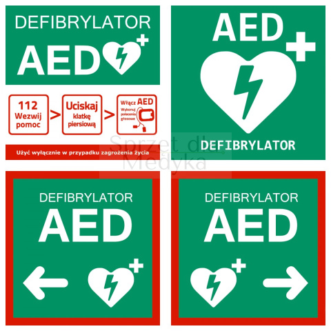 Zestaw tablic informacyjnych AED